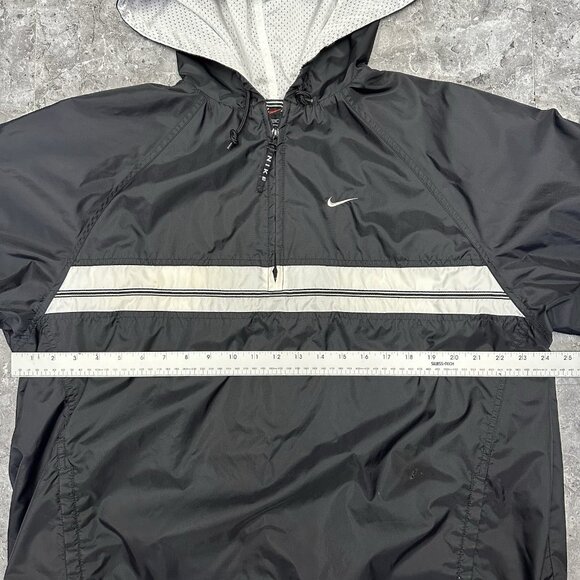Vintage Nike Jacket Anoark Windbreaker Mens XL Black Swoosh Logo Striped READ - Picture 7 of 8